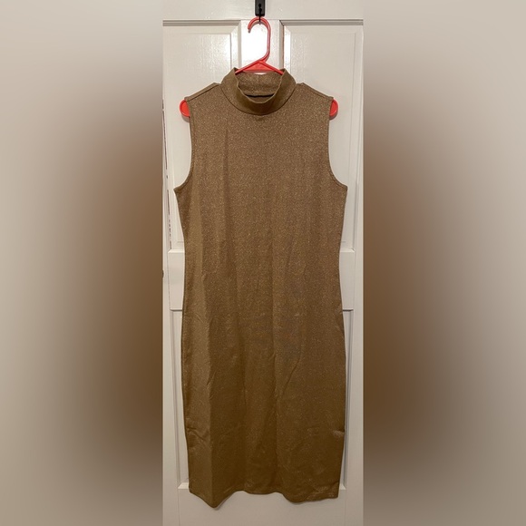 Metallic Mockneck Midi Dress - Picture 3 of 7